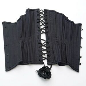 TRUE CORSET 18” Black Mesh 24 Steel Bone Waist Training Cincher Corset Lace Up